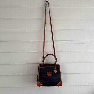 Dooney & Bourke Vintage Navy Pebbled Leather Crossbody Satchel 90s old money